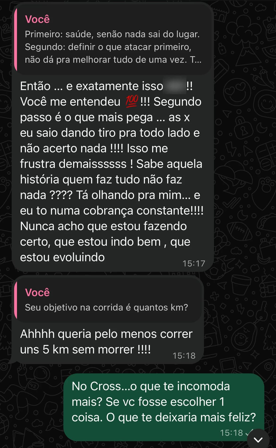 Captura anonimizada de um relato de aluna 1